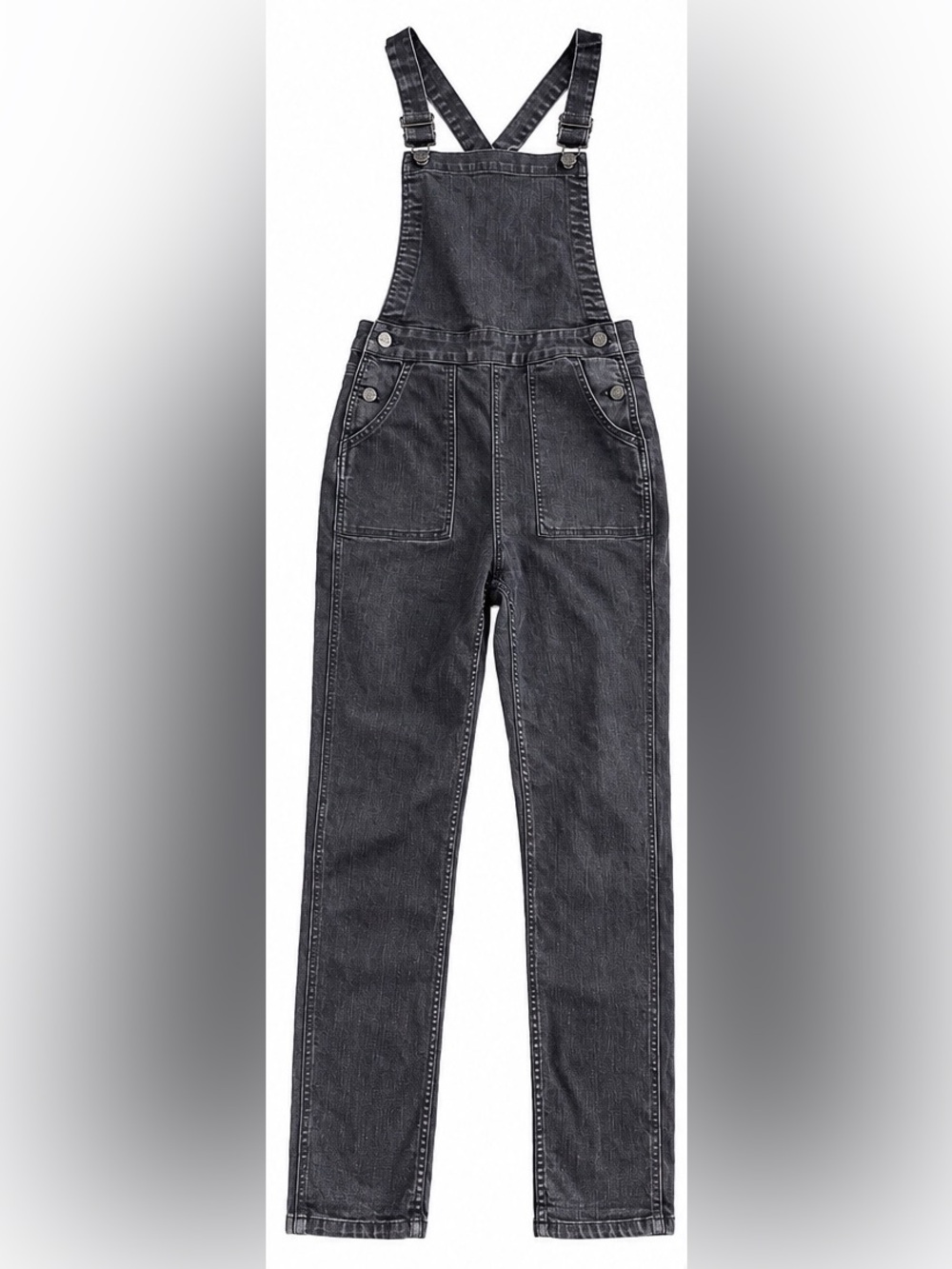Madewell Denim Cross-Back Overalls-Black Frost-Size S